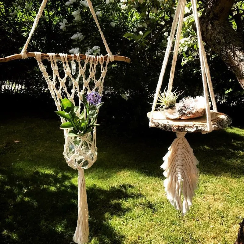 INS богемные ручной работы гобелен цветочный горшок висячая корзина Хлопок