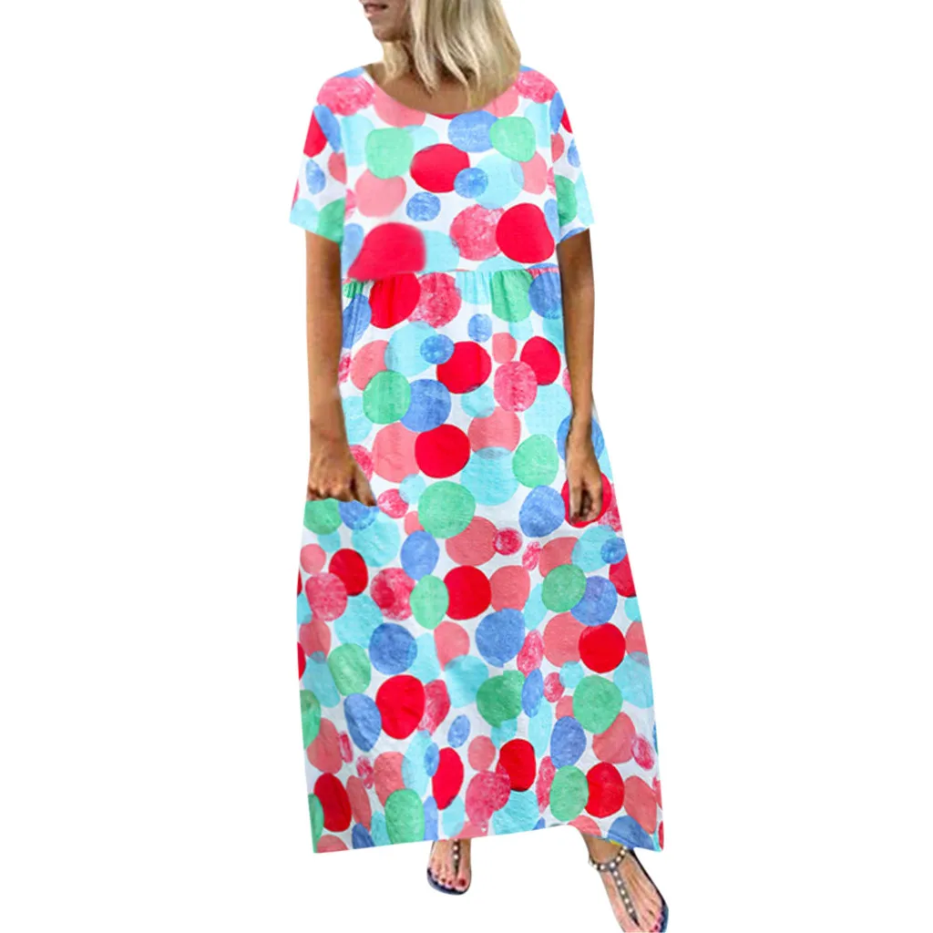 Яркое яркое модное длинное платье для женщин летнее повседневное цветное