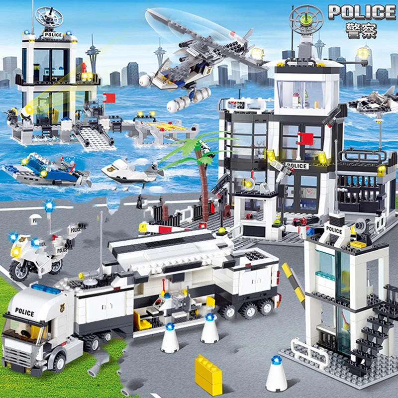 Полиции Swat команда Вертолет лодка модель автомобиля строительные блоки цифры