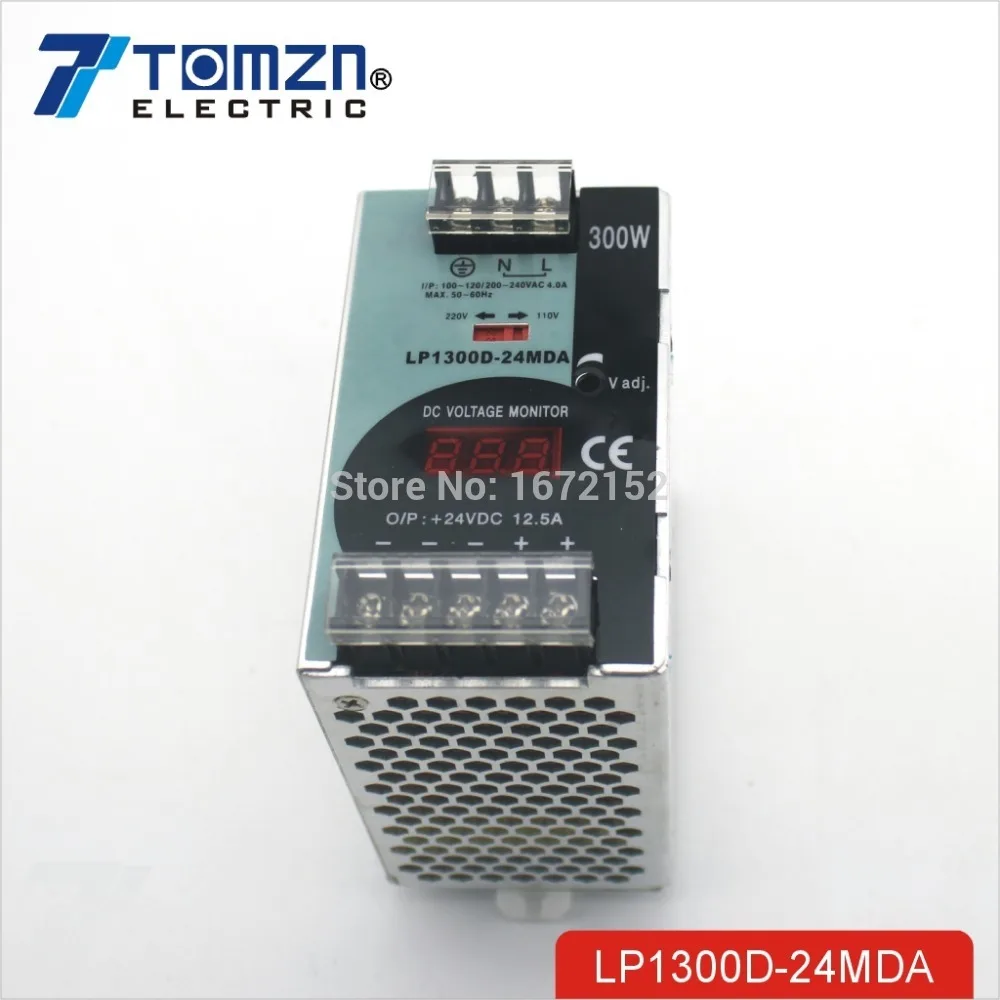 

300W 24V 12.5A Mini size Din Rail Single Output Switching power supply with voltmeter voltage display montior 100-240V input