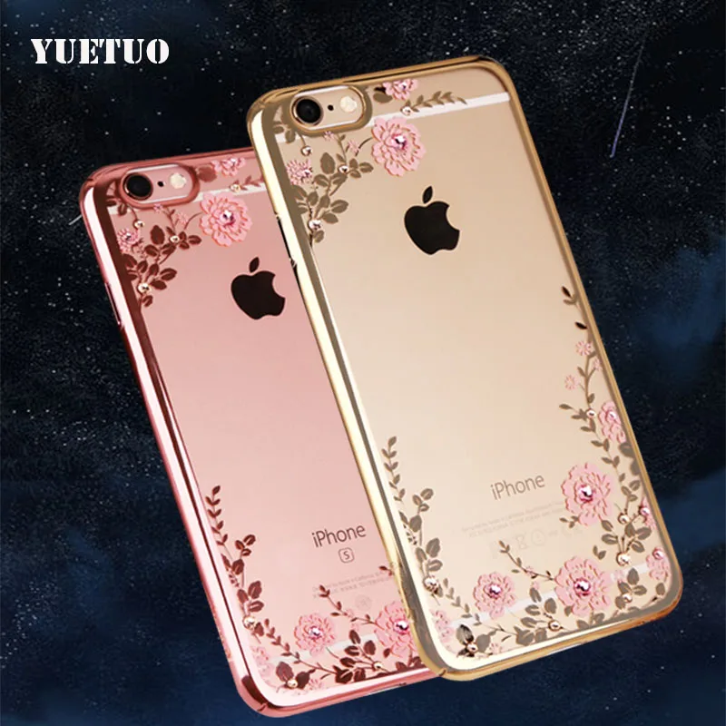 Yuetuo оригинальный роскошный золотой чехол из ТПУ для apple iphone 6 6s plus силиконовые