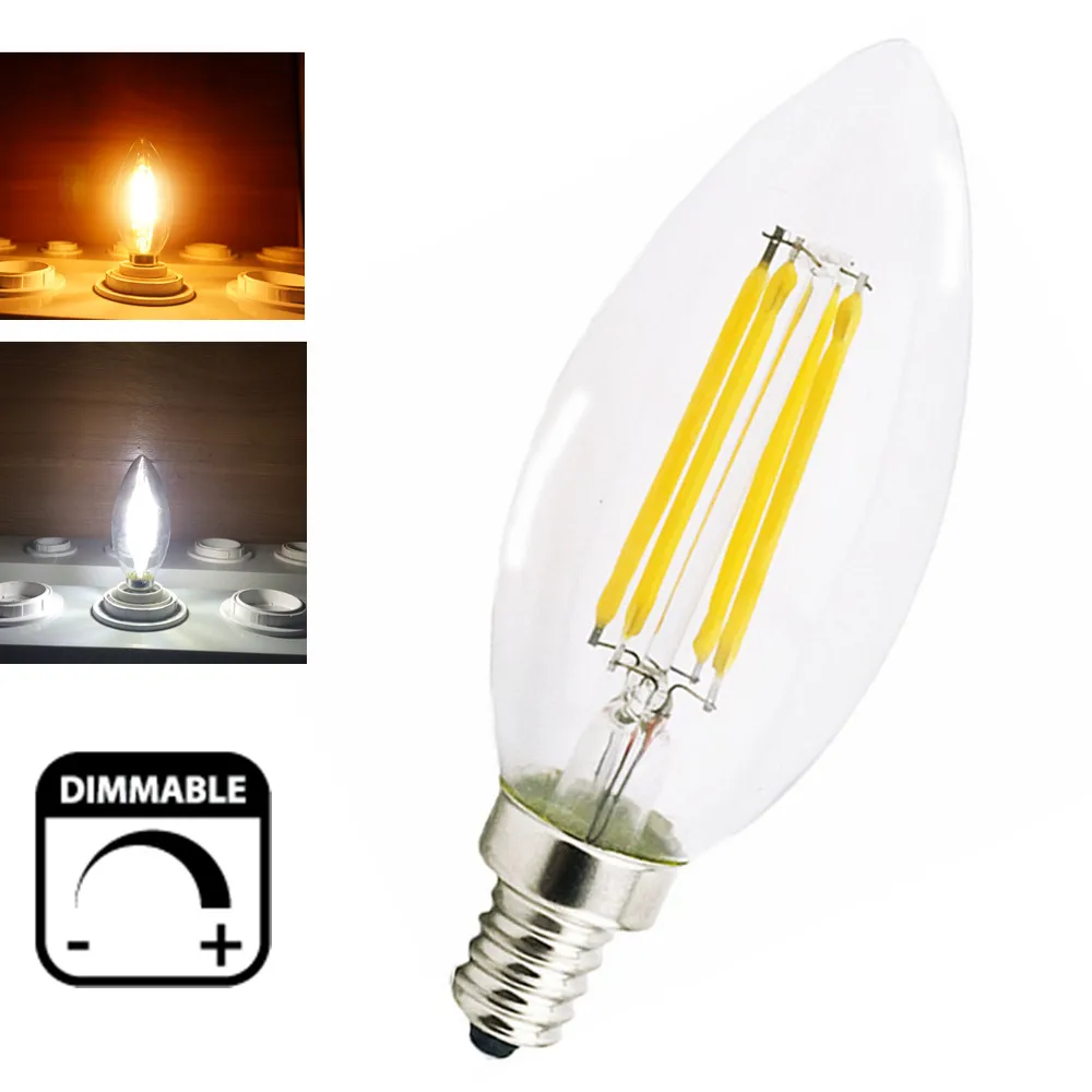 Затемнения 2 Вт 4 Led E14 лампа накаливания канделябры Light 220 В Европейский База LED