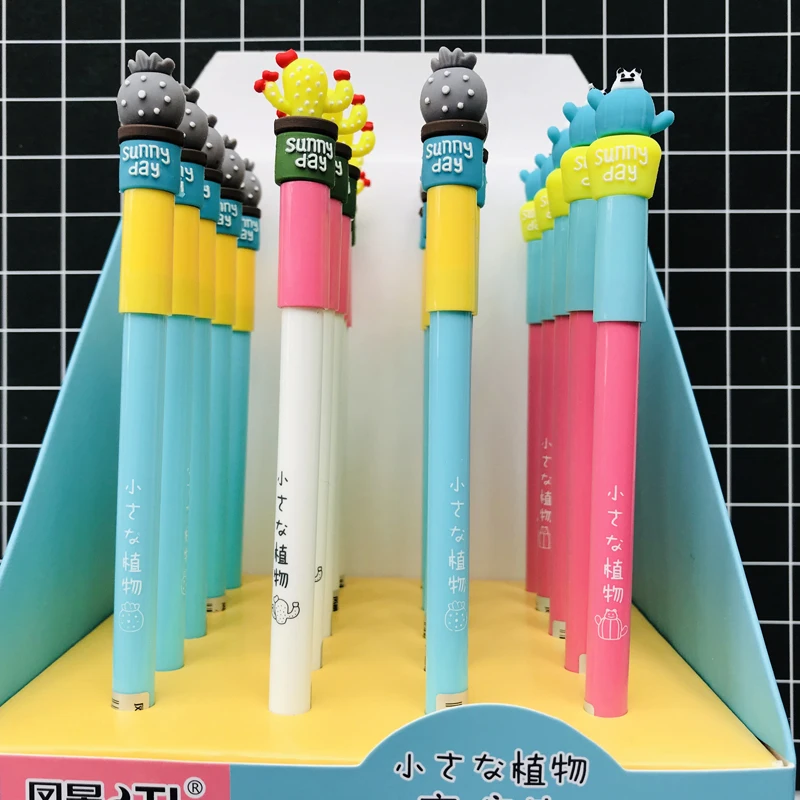 

2pcs/lot Cute Fresh Cactus Erasable Gel Pen Rollerball Pen School Office Supply Student Stationery 0.5mm Blue Ink