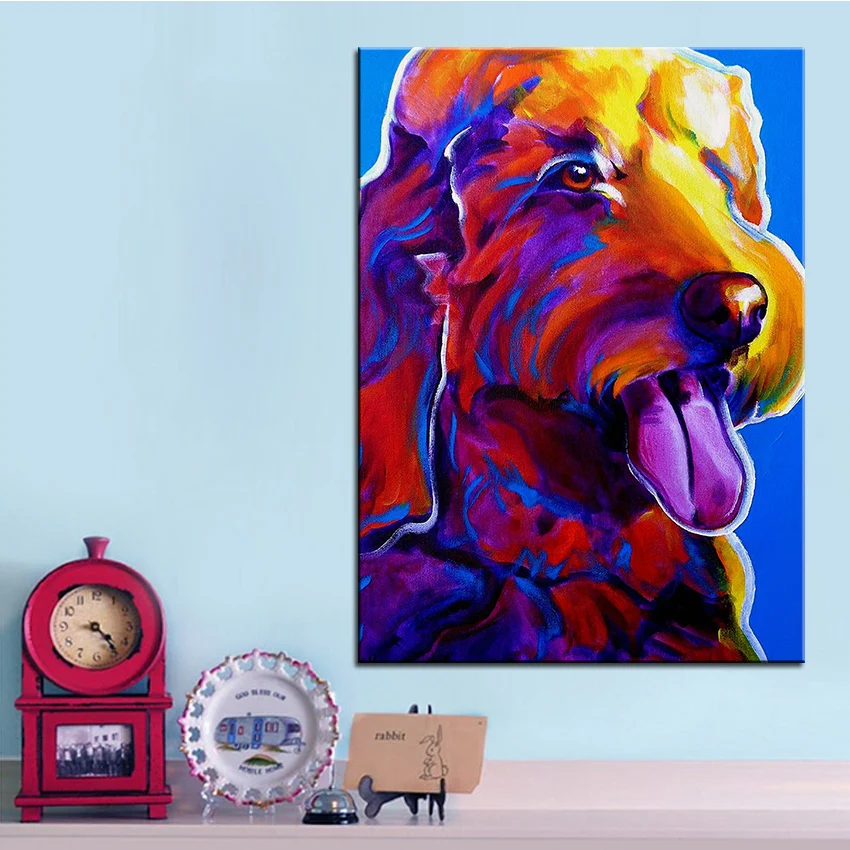 Большой размер Печать масляной живописи goldendoodle доуни настенная живопись для