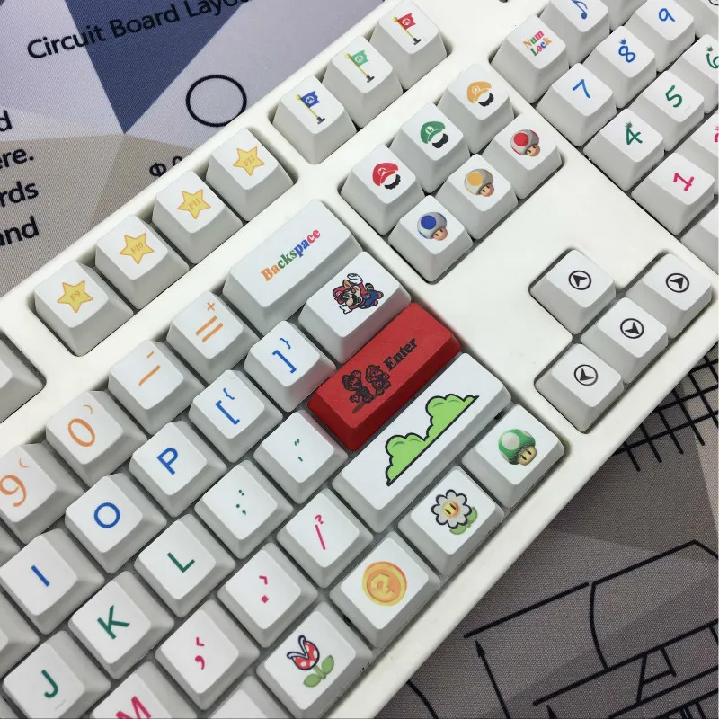 112 шт./упак. OEM высота тепла сублимации ключевой Шапки Super Mario личность Шапки 6.25x Стандартный PBT механическая клавиатура Ключ Шапки