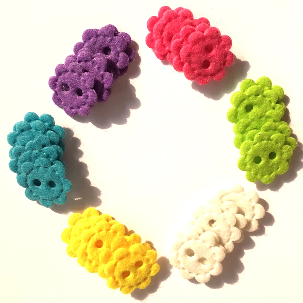 120 шт./лот смешанные цвета стильные войлочные подушечки в форме пуговиц тканевые