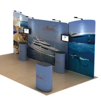 20ft portable trade show displays booths backdrop walls pop up banners system with TV mount counter spotlights