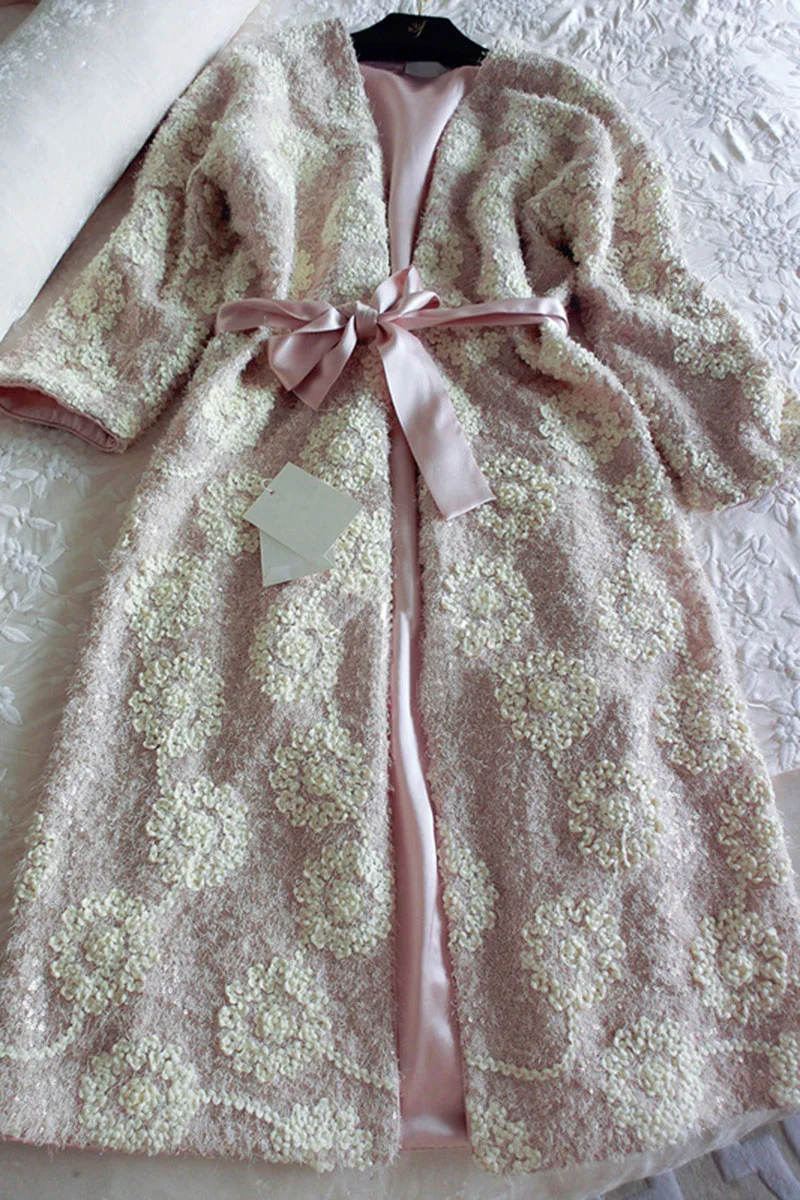 1pic Long robe Осенне-зимняя Шелковая пижама халат Роскошная ночная рубашка женская вышитая длинная ночная рубашка утолщенная Пижама - Цвет: 1pic Long robe