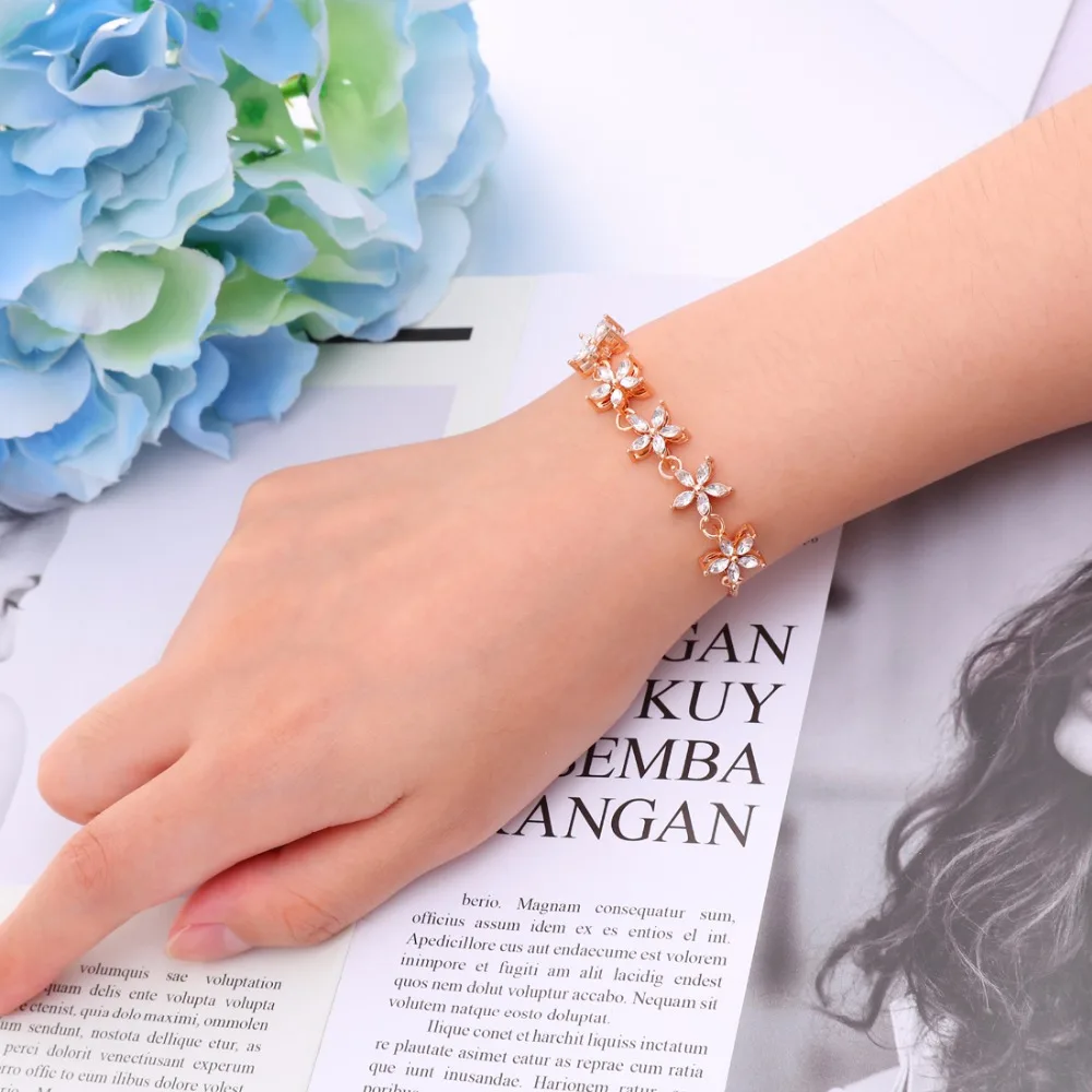 Подарок для девочек роскошное Золотистое Ожерелье с кристаллом в форме цветка