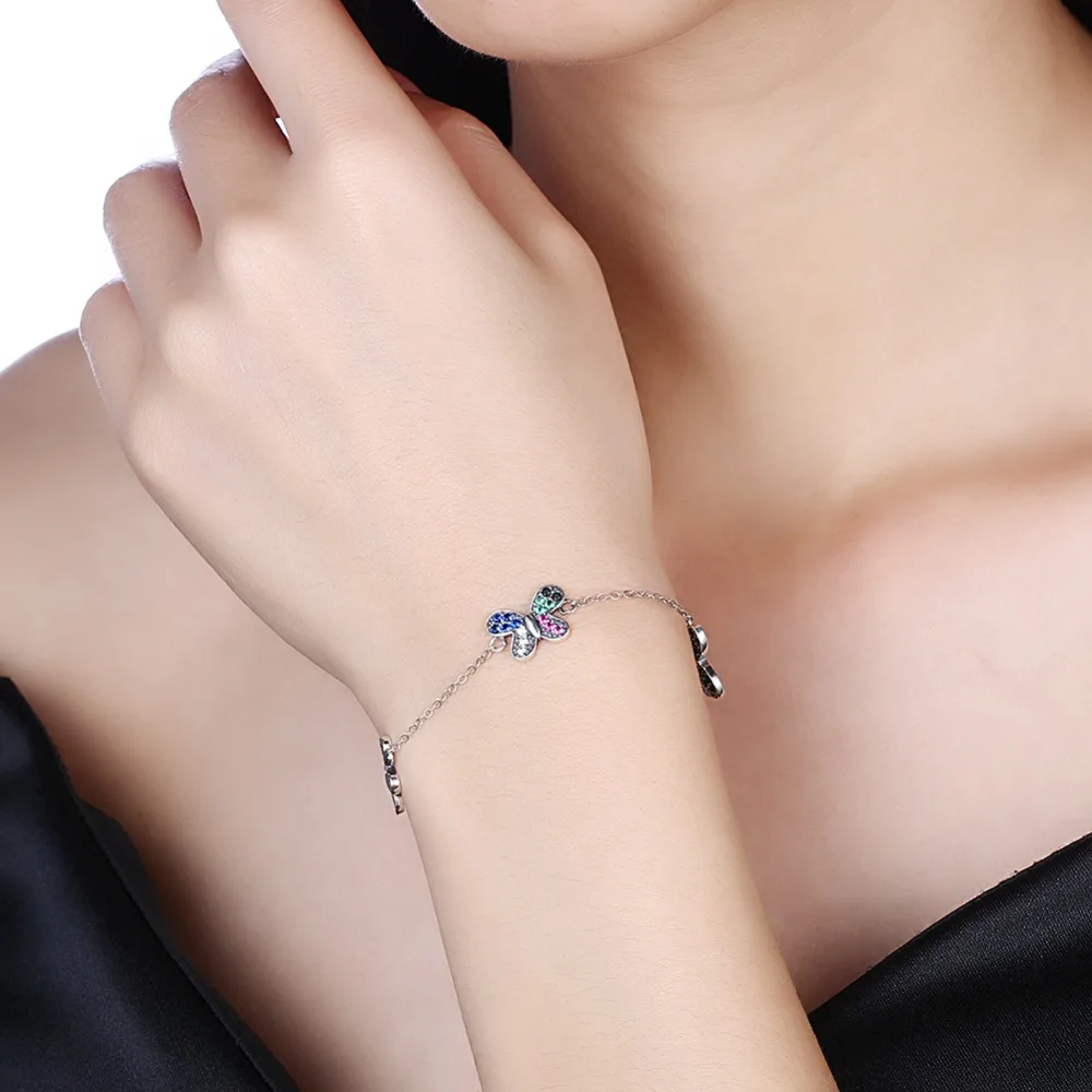 2018 Summer 925 Sterling Silver Vintage classic butterfly bracelet link chain stackable high end Bijoux Gift for girlfriends | Украшения и