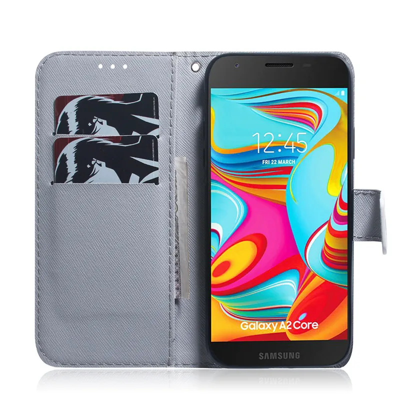 Чехол-бумажник для Samsung Galaxy A2 Core откидной Чехол с цветным рисунком волка тигра