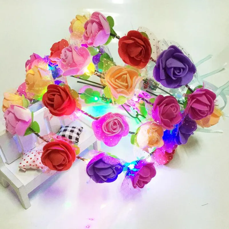 Детский светящийся цветочный венок для девочек повязка на голову со