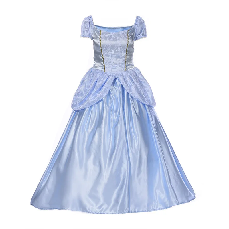Для взрослых и детей Золушка Делюкс светло синий блестящий платье отцовства