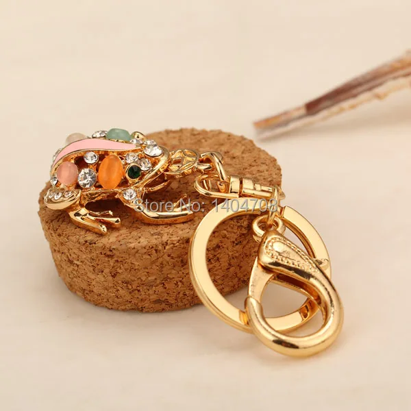Fashion Frog Key chain Keyring Holder Gold-plated Rhinestone Keychains Girls Gift Free Shipping Wholesale Lots | Украшения и