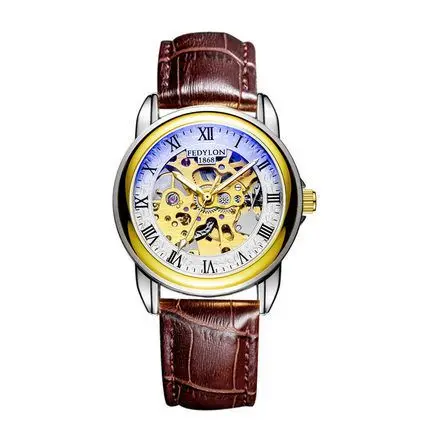 brown gold white Деловые мужские механические часы, мужские автоматические часы для wrisk, часы Relojes, роскошные часы топ брендов, мужские часы, Прямая поставка - Цвет: brown gold white