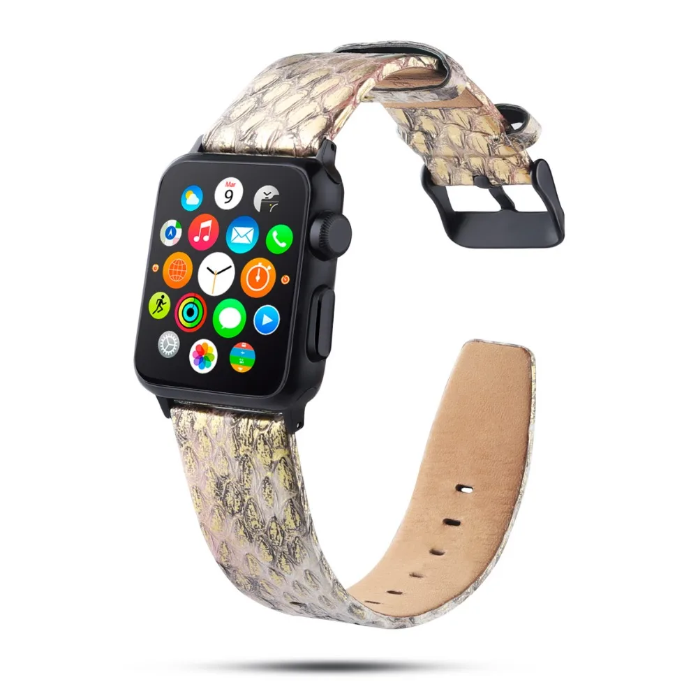Кожаный ремешок ручной работы из натуральной змеиной кожи для Apple Watch 38 мм 40 мм 42 мм 44 мм кожаный браслет для iWatch ремешок серии 1 2 3 4