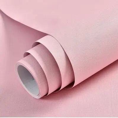 FH Pink Толстые самоклеящиеся серые льняные одноцветные обои для гостиной, ТВ фон, водостойкая Наклейка на стену для общежития Vliny - Цвет: FH Pink