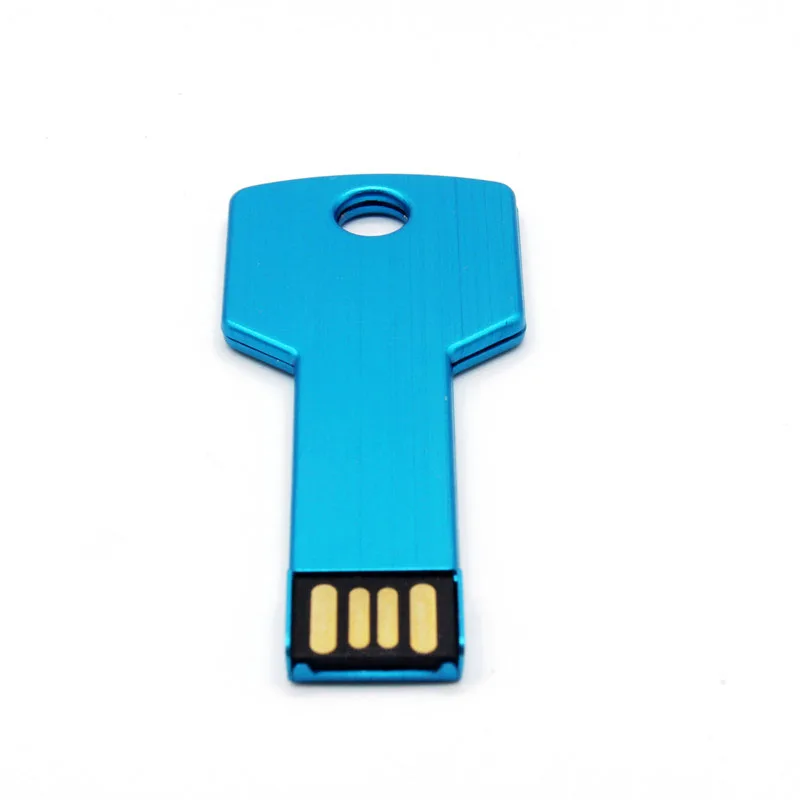 SHANDIAN, Пользовательский логотип, USB флеш-накопитель, 4 ГБ, 8 ГБ, 16 ГБ, 32 ГБ, металлический накопитель, флешка, карта памяти, форма ключа - Цвет: Blue