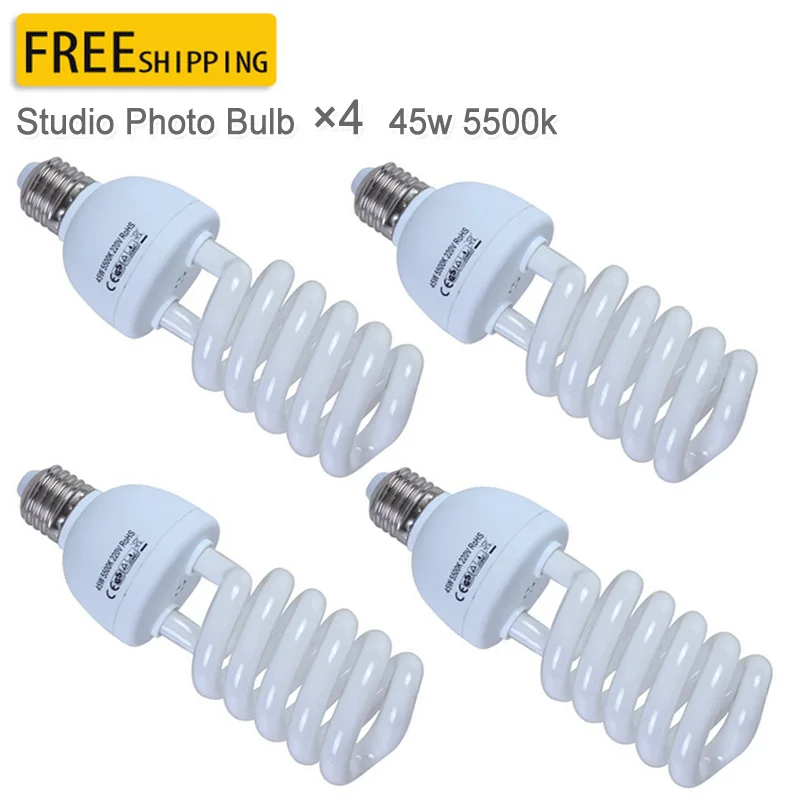 Yuguang лампа фотографическое Освещение E27 винт 220 V/110 V 45W 5500K Внутреннее освещение студия фото лампы 4 шт