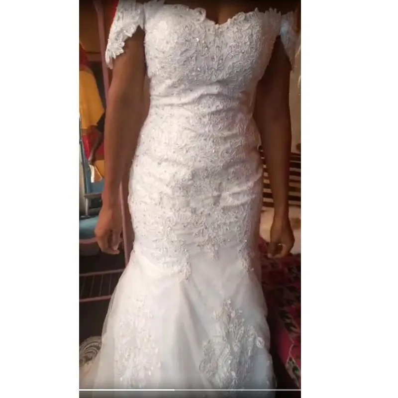 Высокое качество Кружева Русалка свадебное платье без бретелей Vestido De Noiva