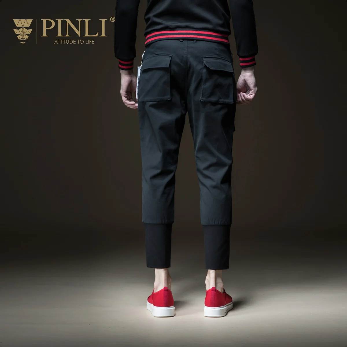 Мужские обтягивающие спортивные штаны средней длины Pinli Pin Li новая стильная
