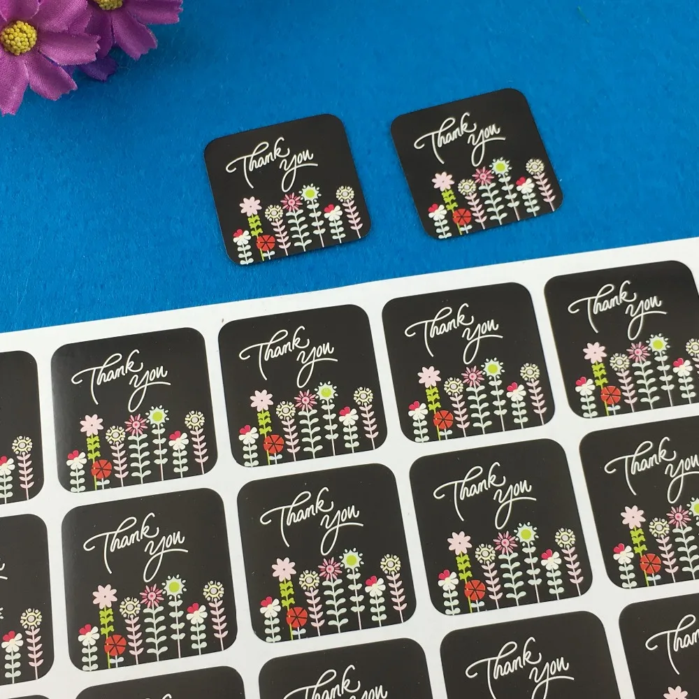 

200Pcs/Lot Square Shape Multi Size and Style Self-adhesive Sticker Labels For Jewelry Box Wedding Dessert Cake Box Sticker Label