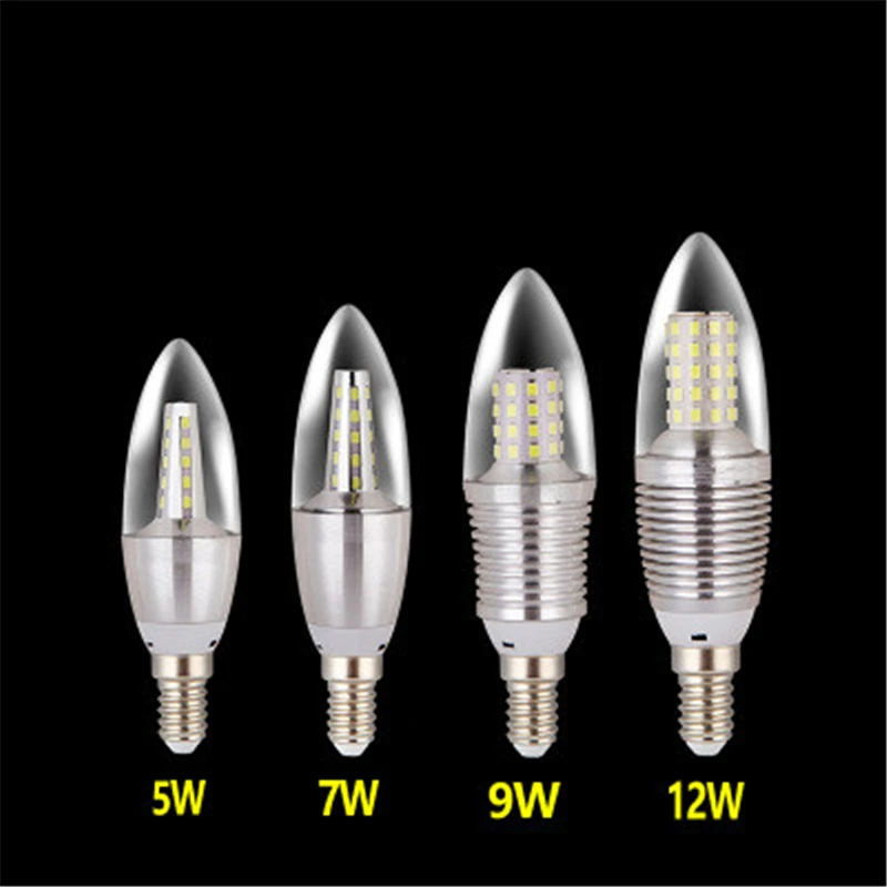 10X LED свеча свет E14/E27 220 в 7 Вт 9 12 Золотой Серебряный алюминиевый E12 лампа для