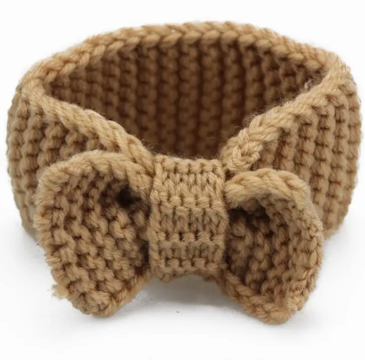 2018 cute winter children hair accessories baby Bohemian earmuffs knitting headband big bowknot ribbon handmade warm purple |