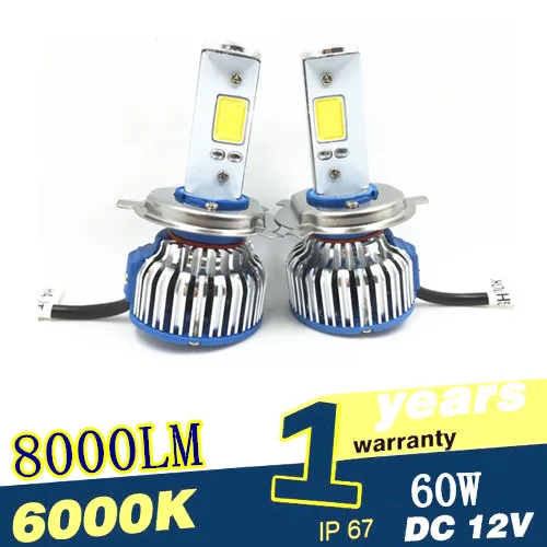 Автомобильные фары H4 LED H7 светодиодный H1 H3 H11 9005 9006 880 9004 H16 H13 60 Вт 9007 лм 6000K Комплект
