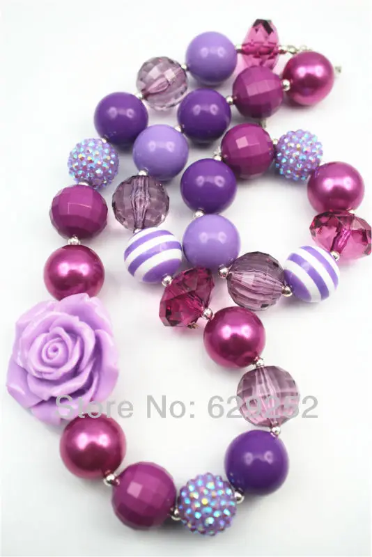 Новогодние подарки 10 шт. пурпурные цветы фиолетовые бусины крупные ожерелья для