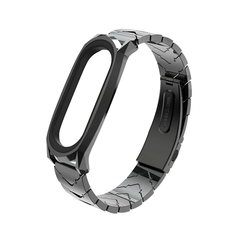 Mi jobs mi band 4 ремешок V стиль металлический браслет для Xiaomi mi ремешок 4 ремешок correa нержавеющая сталь mi Band 3 ремешок, умный Браслет - Цвет: GT V style-Black