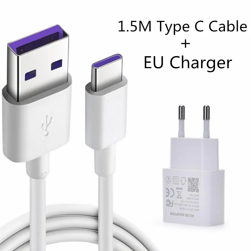 1.5M Cable Charger USB зарядное устройство адаптер 5A Быстрая зарядка usb type C кабель для samsung S10 Plus Xiaomi 9 Redmi Note 7 huawei P30 Pro EU зарядное устройство - Тип штекера: 1.5M Cable Charger