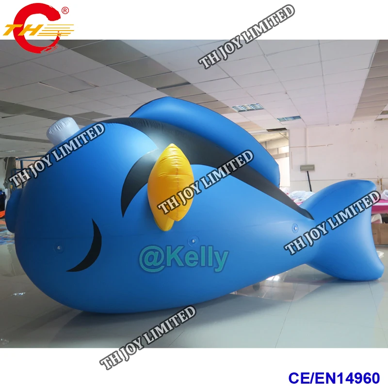 Бесплатная доставка дверей надувной синий рыбный шар длиной 4 м для рекламы с