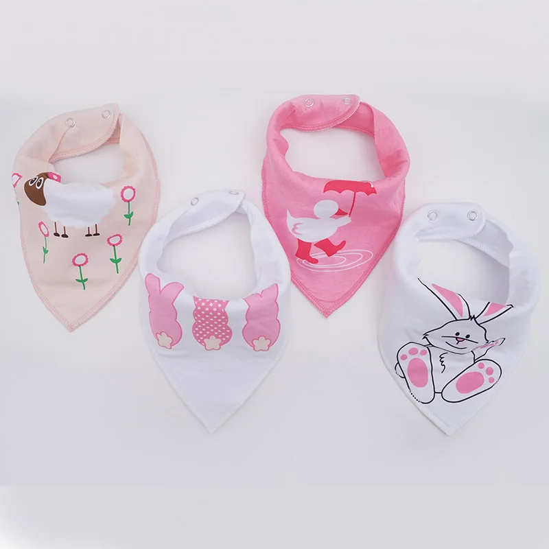 D pink rabbit Муслиновая жизнь Новое поступление 4 шт./лот детские нагрудники для новорожденных, ткань для отрывки, хлопчатобумажные банданы нагрудники - Цвет: D pink rabbit