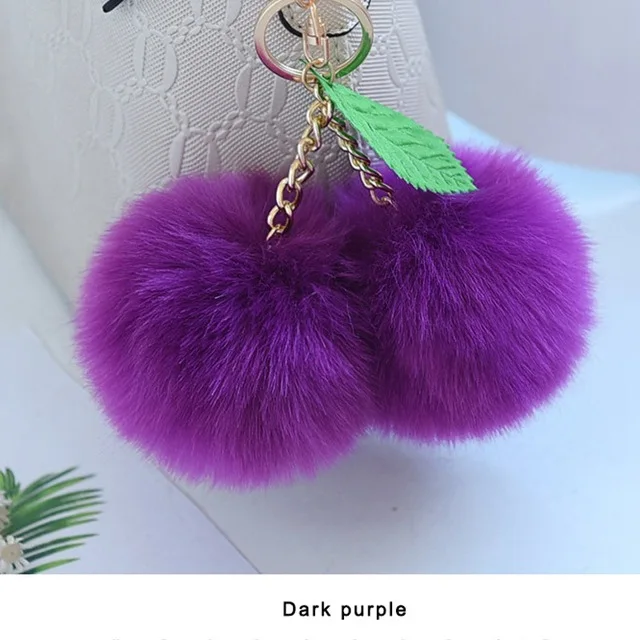 Корейский меховый брелок-помпон кролик мех мяч брелок для ключей porte clef pompom de fourrure сумка с помпонами Подвески вишня автомобильный брелок - Цвет: 3