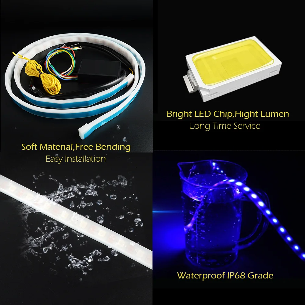 RGB цветные ходовые огни автомобиля динамический сигнал поворота drl задний фонарь