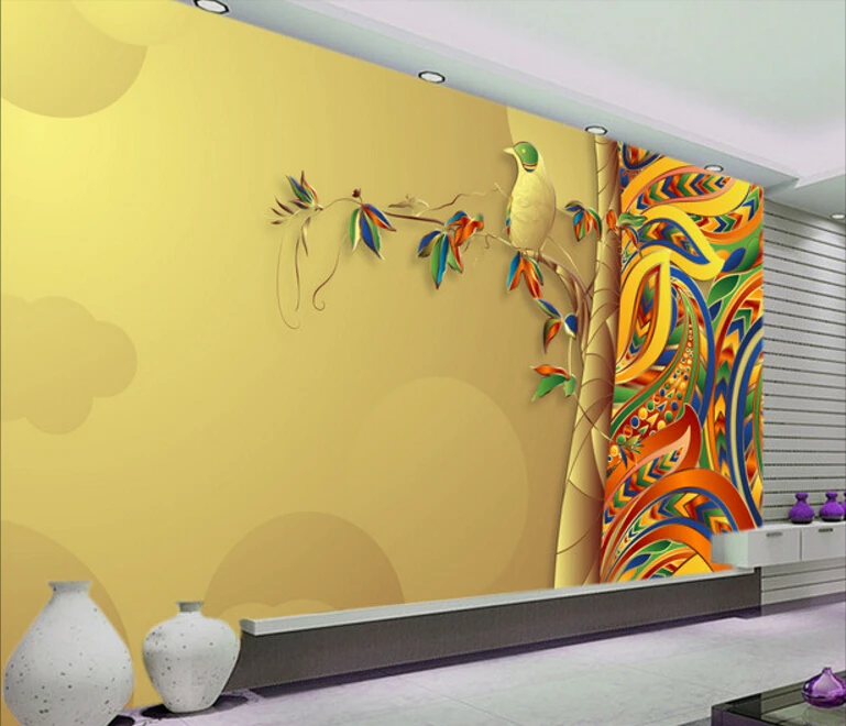 Custom photo wallpaper Colorful abstract leaves 3D stereoscopic for living room restaurant bedroom wall | Обустройство дома