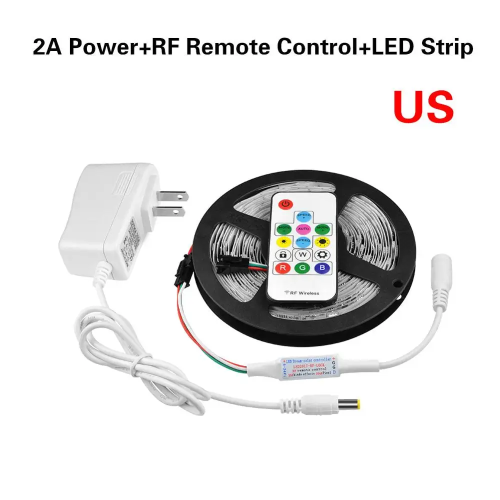 With US Power Светодиодные ленты света WS2811 DC12V RGB 30 светодиодный s/М, 5 м 5050SMD программируемый индивидуальный адресуемый цифровой мечта Цвет ленты лампы - Испускаемый цвет: With US Power