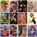 YUMEART полноразмерная алмазная живопись японская гейша, мозаика сделай сам, стразы, незаконченная Алмазная вышивка, украшение для дома