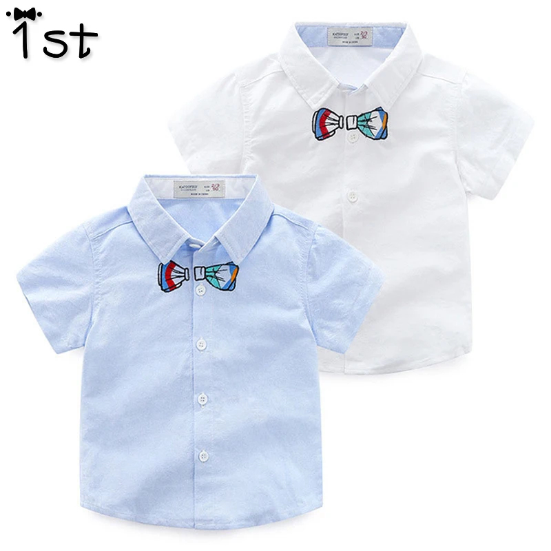 Новинка 2018 года летняя детская одежда рубашка джентльмена однотонные хлопковые