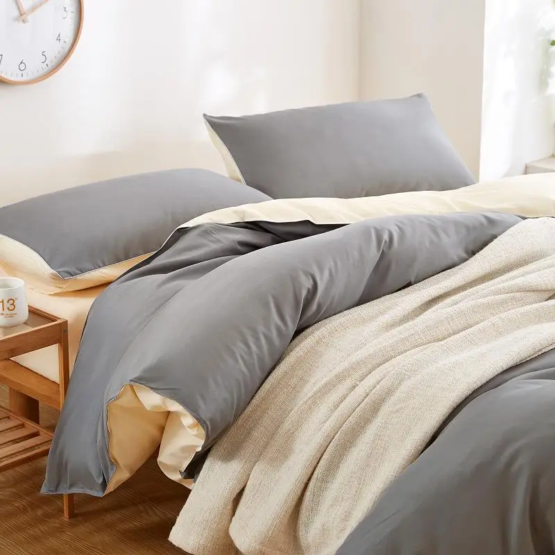 Домашний текстиль молочно-белый серый сплошной Цвет постельного белья 3/4 шт.
