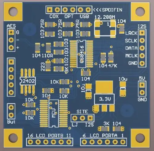 CS8416 Модуль платы цифрового приемника SPDIF к I2S конвертер 32 192K индикатор скорости