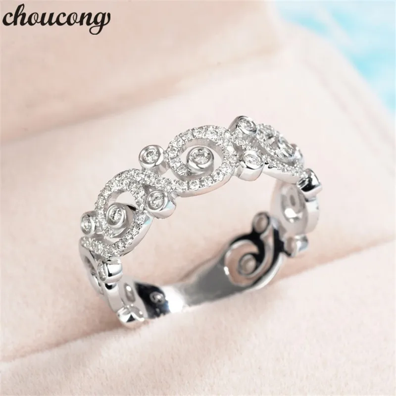

Женское кольцо с цветком choucong, обручальное кольцо из стерлингового серебра 925 пробы с цирконием AAAAA, ювелирное изделие ручной работы