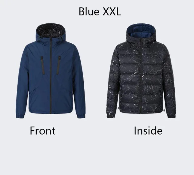blue XXL Xiaomi Uleemark мужская двусторонняя пуховая куртка 90% на гусином пуху Водонепроницаемая застежка-молния двухсторонний Водонепроницаемая Лыжная куртка - Цвет: blue XXL