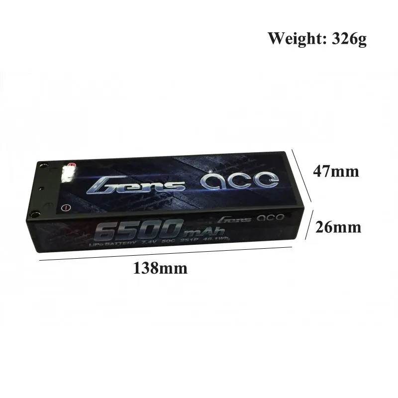 Gens ace Lipo аккумулятор 2S 6500mAh 6800mAh Lipo 7,4 V аккумулятор 50C 1/10 1/8 для Traxxas Slash 4x4 RC Car Deans Plug