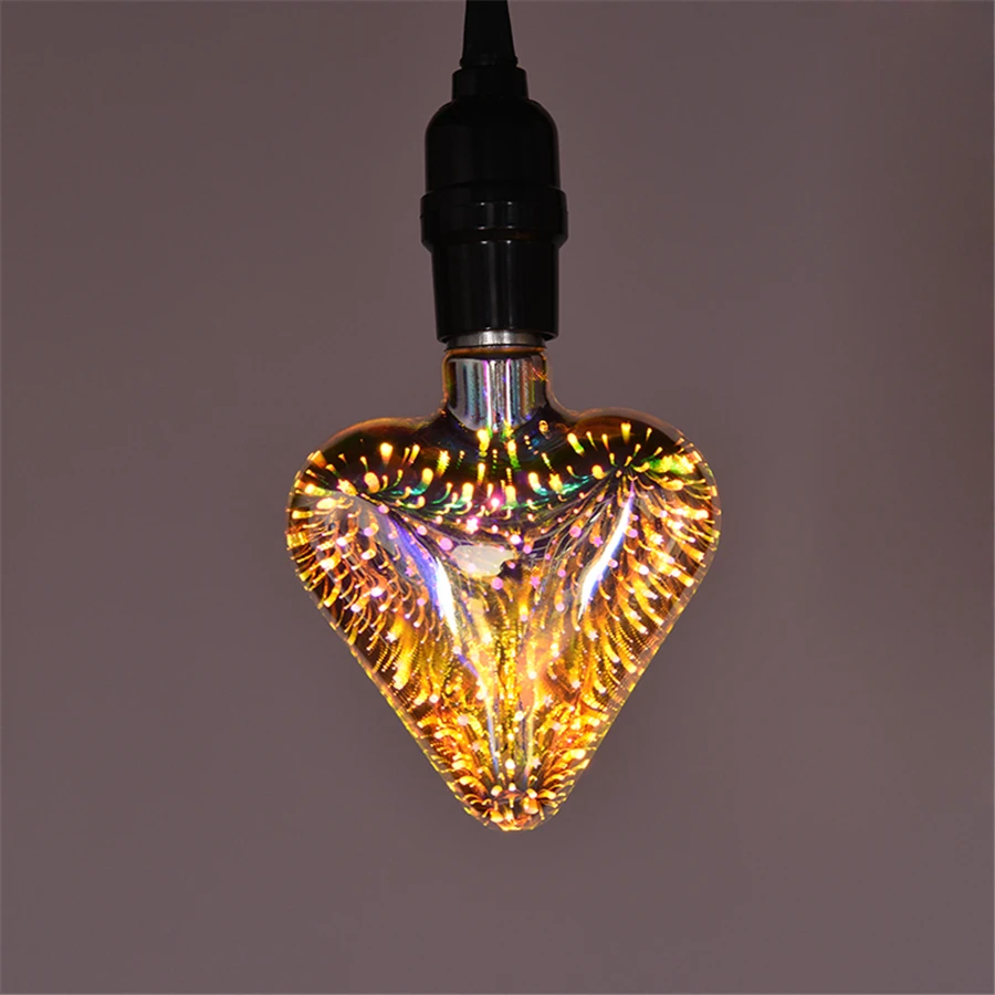 Zoyabell Led 3D сердце лампы Эдисона, стилизованные под языки пламени E27 лампы накаливания Ретро Винтаж декоративный Крытый настенный светильник Edison 110 V 220 V лампа