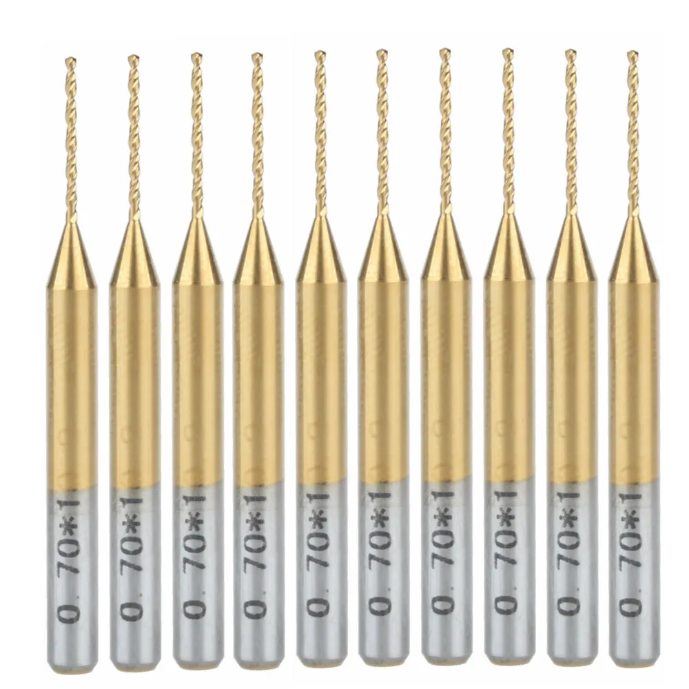 

10x Titanium Nitride Coated Carbide PCB CNC Drill Bits Router 0.7mm
