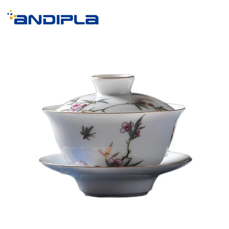 150 мл Gaiwan керамическая фарфоровая неглубокая рельефная искусственная посуда для