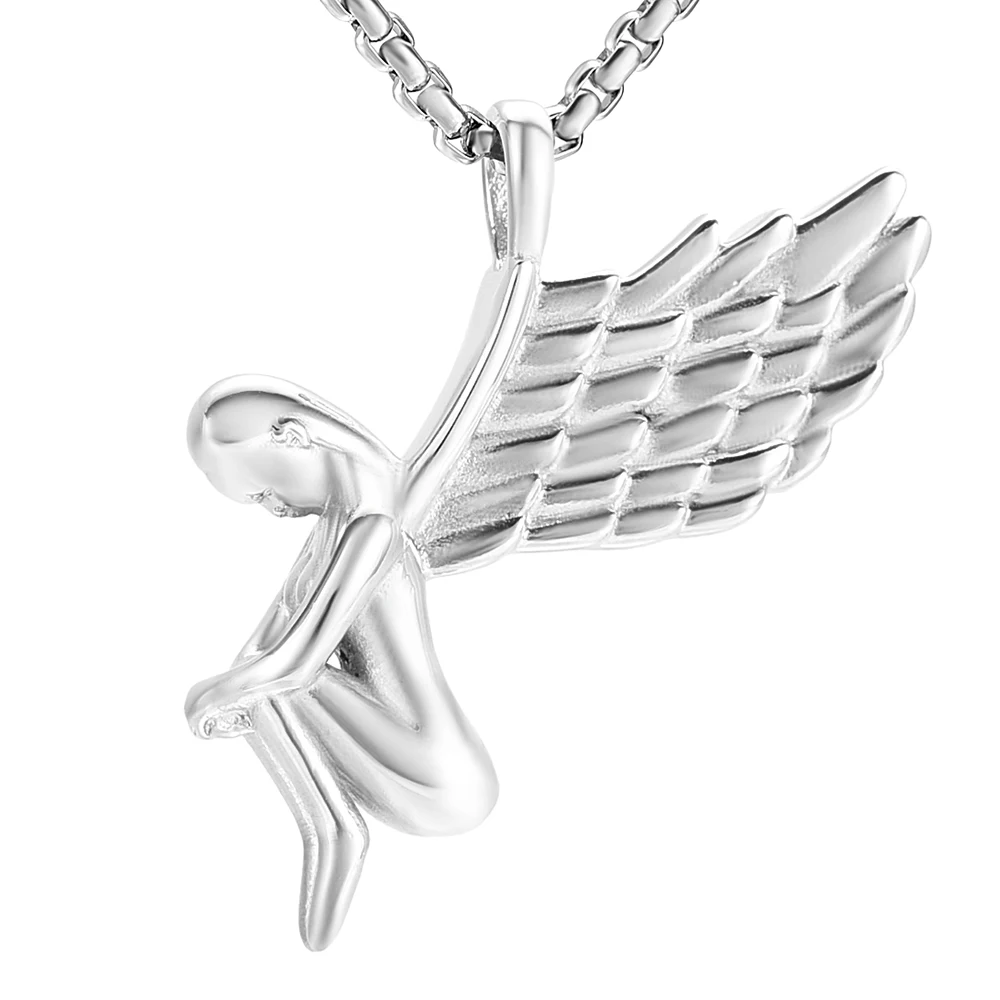 

JJ002 NEW!!! 316l Stainless Steel Angel Fairy Cremation Urn Necklace For Women Keepsake Memorial Jewelry Hold Ashes / Funnel Kit