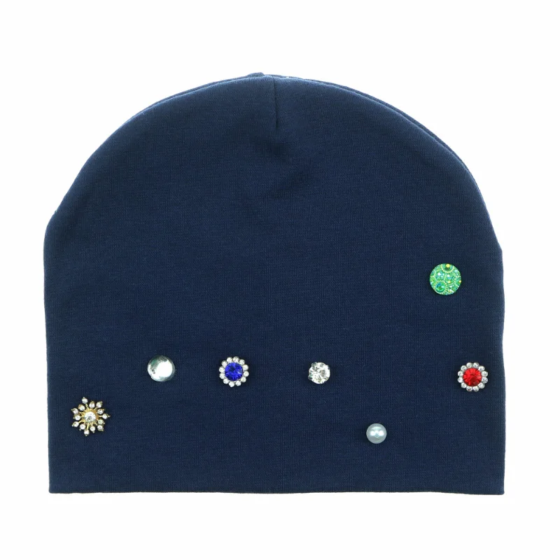 baby navy Sunlikeyou, шапки для мальчиков и девочек, женские родитель-Детские шапочки, Весенние большие Медведицы, стразы, шапки для новорожденных, мягкие хлопковые детские головные уборы - Цвет: baby navy